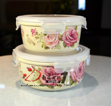带盖保鲜碗终于到货了！韩国进口Shabby rose玫瑰陶瓷碗 大小号