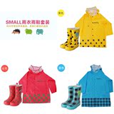 smally儿童雨衣 雨鞋套装韩国男女童雨靴宝宝雨披韩版 两件套免邮