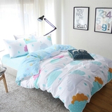四件套床上用品小清新纯棉家纺床单被套蓝色韩国全棉斜纹韩式
