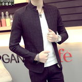 男士外套春季2016新款休闲薄款上衣韩版修身青年短款立领夹克衫潮