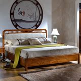 新中式实木床 1.8米双人床 复古现代家具简约 卧室家具大婚床