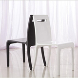 千一家居时尚简约现代餐椅木质黑白钢琴烤漆餐椅 餐厅家用椅子