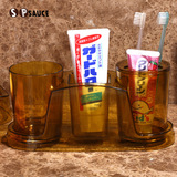 日本创意牙刷架漱口杯架套装 时尚牙刷盒刷牙杯塑料透明洗漱收纳