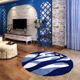 手工制作蓝色圆形地中海风格腈纶地毯 卧室 客厅茶几 满铺地毯