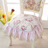 四季椅垫高档欧式餐椅垫布艺田园绗缝夹棉凳子垫防滑薄款椅子坐垫