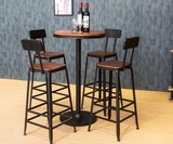全新亏转！美式复古铁艺实木高脚桌高脚凳吧椅酒吧咖啡馆星巴克