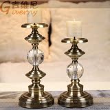 欧式欧美样板间餐桌家装饰品古铜创意浪漫简约摆件金属蜡烛烛台