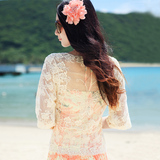 蝴蝶开衫波西米亚女士必备蕾丝衫防晒衫海边度假薄款修身短袖上衣