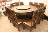 红木家具鸡翅木餐桌2米福禄寿圆台1.8米圆桌椅榫卯结构实木饭桌凳