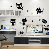 个性简约贴纸客厅卧室房间墙壁装饰贴画创意时尚猫咪墙贴可移除