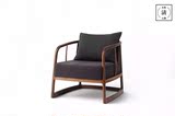纯实木沙发椅 清木静坊 老榆木禅椅 单人沙发椅 黑胡桃中式沙发椅