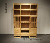 新中式商品展示柜架明清仿古老榆木免漆家具书柜茶室茶楼实木柜子