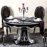 大理石圆餐桌订做欧式餐桌带转盘餐桌椅组合餐厅成套家具后现代
