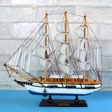 地中海家居摆设木制帆船模型一帆风顺生日开业纪念礼品33厘米摆件