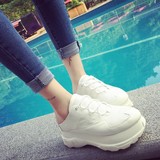 夏季韩版休闲鞋松糕厚底单鞋高跟运动鞋女学生白色增高半拖小白鞋