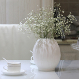 干花花瓶欧式简约白色陶瓷现代满天星饰品花器宜家插花客厅摆件