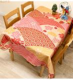 日式彩绘小花棉麻餐桌布和风复古布艺加厚台布大尺寸方形茶几盖布