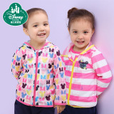 迪士尼专柜1-3-6岁女婴童空调开衫外套潮2016春秋原单条纹拉链衫