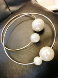 买二送一欧美夸张个性大小人造珍珠项圈韩国时尚短款项链饰品包邮