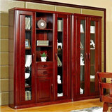 美国进口红橡木书柜现代简约全实木五门书柜组合书橱红橡木家具