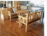地中海餐桌欧式美式乡村餐椅简实木餐桌椅组合咖啡馆酒吧餐厅做旧