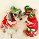 三件包邮秋冬新款圣诞红毛衣宠物猫狗衣服泰迪约克夏雪纳瑞圣诞装