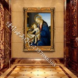手绘欧式复古人物油画客厅玄关装饰画手绘酒店教堂挂画包邮圣母子