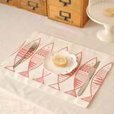小而美 图腾鱼 棉麻餐垫 双层隔热垫餐垫 日式餐桌布艺 现代简约
