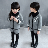 女童2016秋装秋冬款新款韩版宝宝儿童长袖套装加厚外套短裤两件套