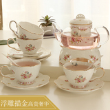 新品欧式陶瓷玻璃茶具套装泡花茶壶煮水果茶红茶花茶茶具加热英式