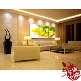 客厅卧室宾馆酒店装饰画无框画壁画挂画现代三联花卉画 黄色郁金