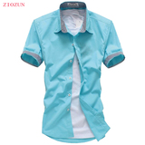 ZIOZUN夏季韩版休闲短袖衬衫男装潮流修身寸衫男士衬衣学生青少年