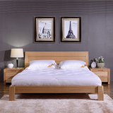 北欧实木床1.5 1.8米双人床现代简约水曲柳床小户型床铺家具婚床