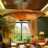 现代中式木艺羊皮吊灯客厅书房餐厅灯具东南亚灯圆形简约木皮吊灯
