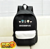 BIGBANG 卡通人学生帆布书包背包双肩包大小LOGO 周边同款B01包邮