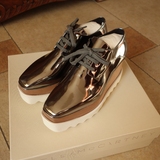 欧洲代购stella mccartney 2016新款 黑银镜面 松糕鞋/厚底鞋