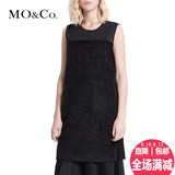 MO&Co正品秋冬透视拼接直筒背心保暖羊毛呢连衣裙短裙MA144SKT57