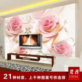 电视背景墙壁纸壁画 3d立体客厅玫瑰花墙纸壁画无缝丝绸定制壁画