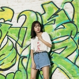 青蔷薇 韩国BF原宿风字母上衣女装夏季韩版白色宽松短袖T恤 T138