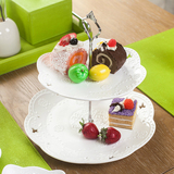 欧式陶瓷双层水果盘蛋糕架创意客厅多层零食盘子下午茶点心盘
