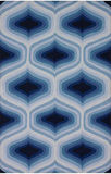 美国代购 地毯 蓝白相间菱形现代简约 手钩羊毛卧室客厅地毯