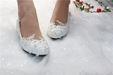 特价公主婚鞋白色平底孕妇坡跟新娘鞋珍珠蕾丝结婚鞋伴娘鞋拍照鞋