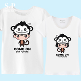 情侣装夏装猴子短袖t恤女白色情侣t恤2016新款卡通印花半袖体恤衫