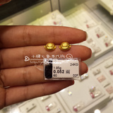 现货香港代购 周大福专柜999.9黄金耳钉 十二生肖猴黄金耳钉 耳环