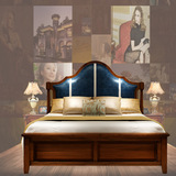 美式实木床欧式真皮床简约布艺床双人床 卧室1.8米婚床公主床特卖