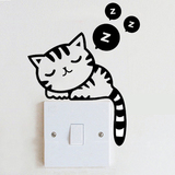 七彩虹 可移除开关墙贴 猫咪插座贴 创意客厅卧室笔记本墙壁贴画