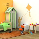 欧美式卡蒂创意儿童家具 定制实木儿童衣柜 单门收纳柜房子储物柜