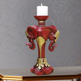 如果 欧式复古大象蜡烛台创意家居装饰工艺品壁炉摆件 结婚礼物