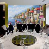 地中海风景油画墙纸酒店餐厅包厢背景墙大型壁画无缝墙布欧式壁纸