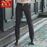 新款英伦格子男士西裤修身型青年秋冬季韩版商务休闲直筒小脚长裤